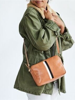CLARE V. Marisol Crossbody - Rustic with Nappa Inlay Stripes